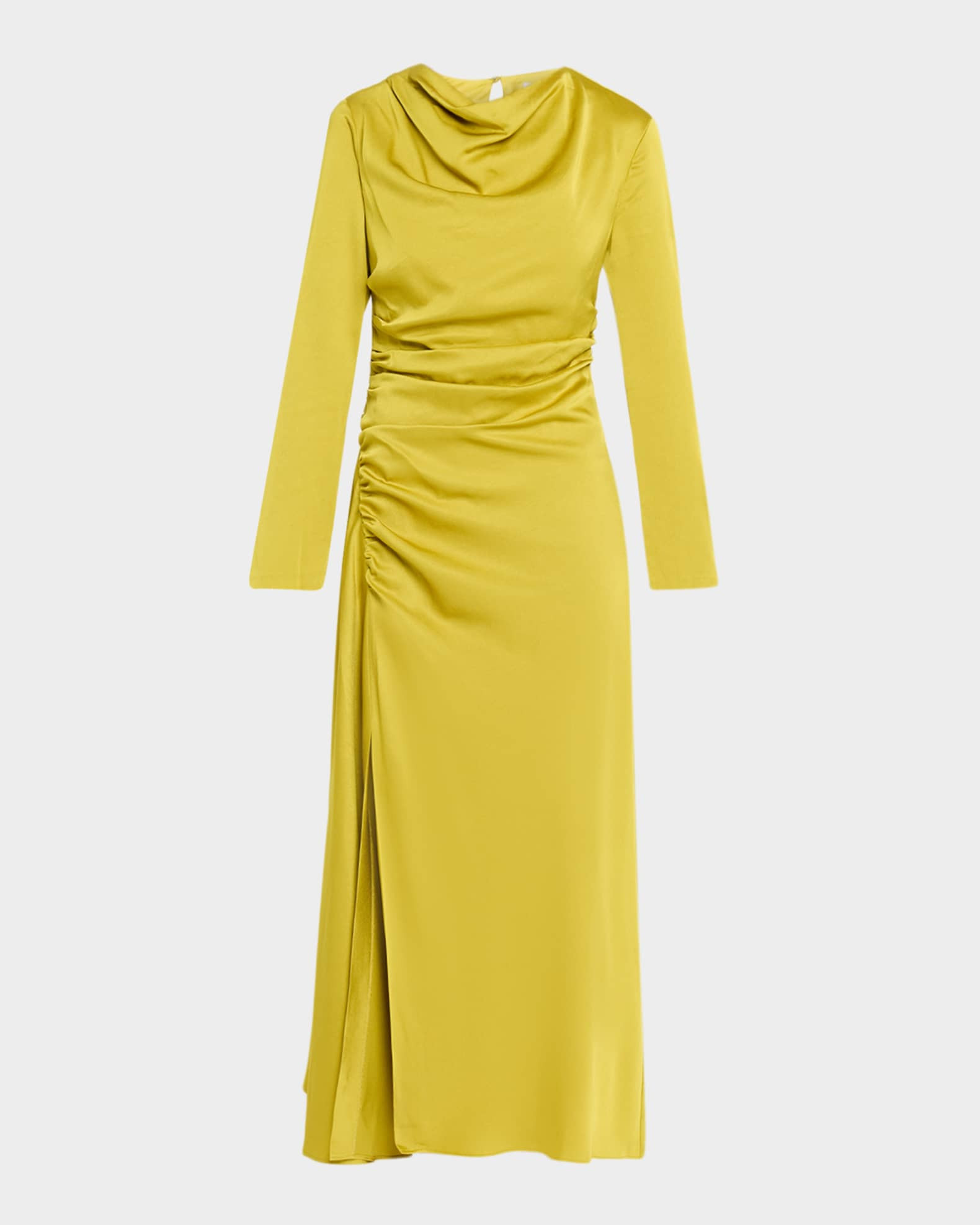 SIMKHAI Odessa Draped Long-Sleeve Midi Dress | Neiman Marcus