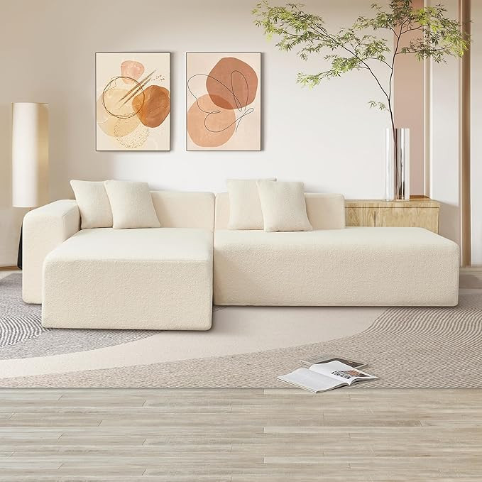 105'' Modular Sectional Couch, Modern L-Shape Sectional Sofa with Chaise Lounge, Comfy Lambswool ... | Amazon (US)