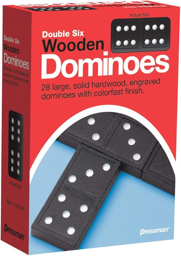 Pressman Toy Double Six Wooden Dominoes, 28 Pieces Wooden Dominoes Six | Amazon (US)