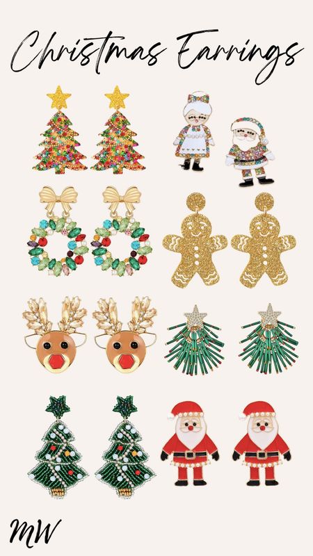 Christmas earrings / holiday earrings / statement earrings / holiday jewelry / Santa Claus / reindeer/ Christmas tree / amazon / amazon fashion 

#LTKHoliday #LTKunder50 #LTKstyletip