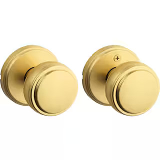 Sora Satin Brass Round Hall/Closet Door Knob with Microban Antimicrobial Technology | The Home Depot