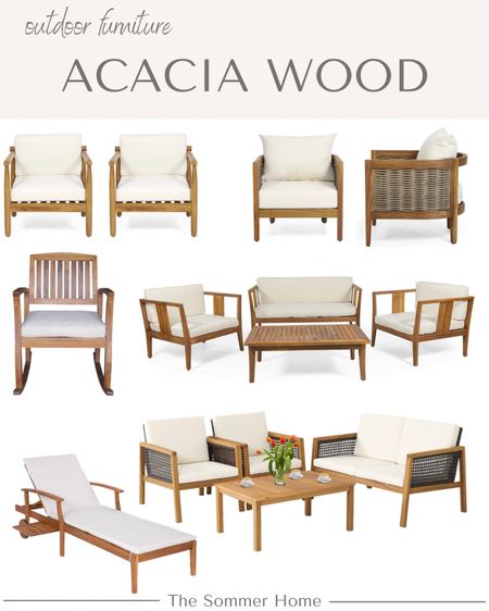 Acacia wood outdoor furniture all from Amazon!  Perfect for a front porch, patio or deck  

#LTKSeasonal #LTKhome #LTKsalealert
