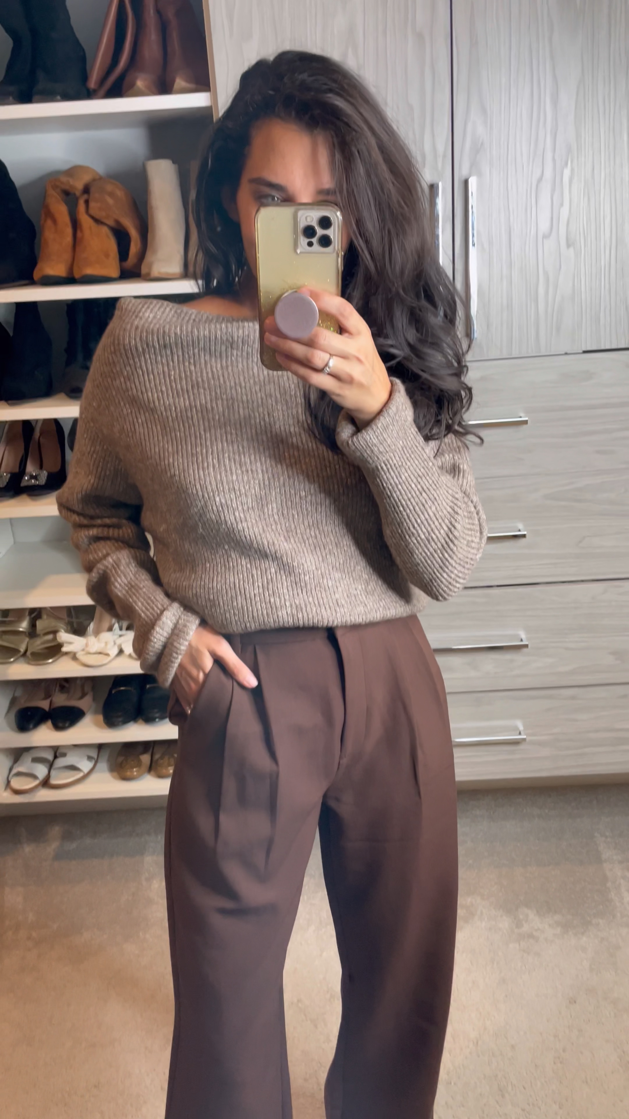 My favorite fall transitional work outfit / Abercrombie brown wide leg pants for work (i sized up) and a off the shoulder sweater from Nordstrom 

#LTKunder50 #LTKunder100 

#LTKworkwear #LTKSale