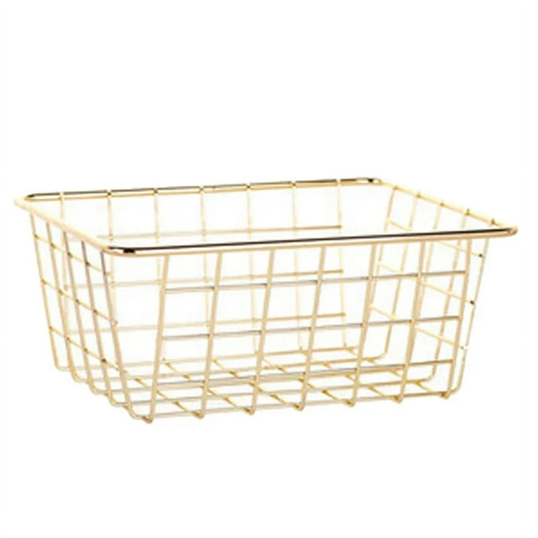 Storage Basket Solid Color Household Iron Box Bedroom Bathroom Gold S - Walmart.com | Walmart (US)