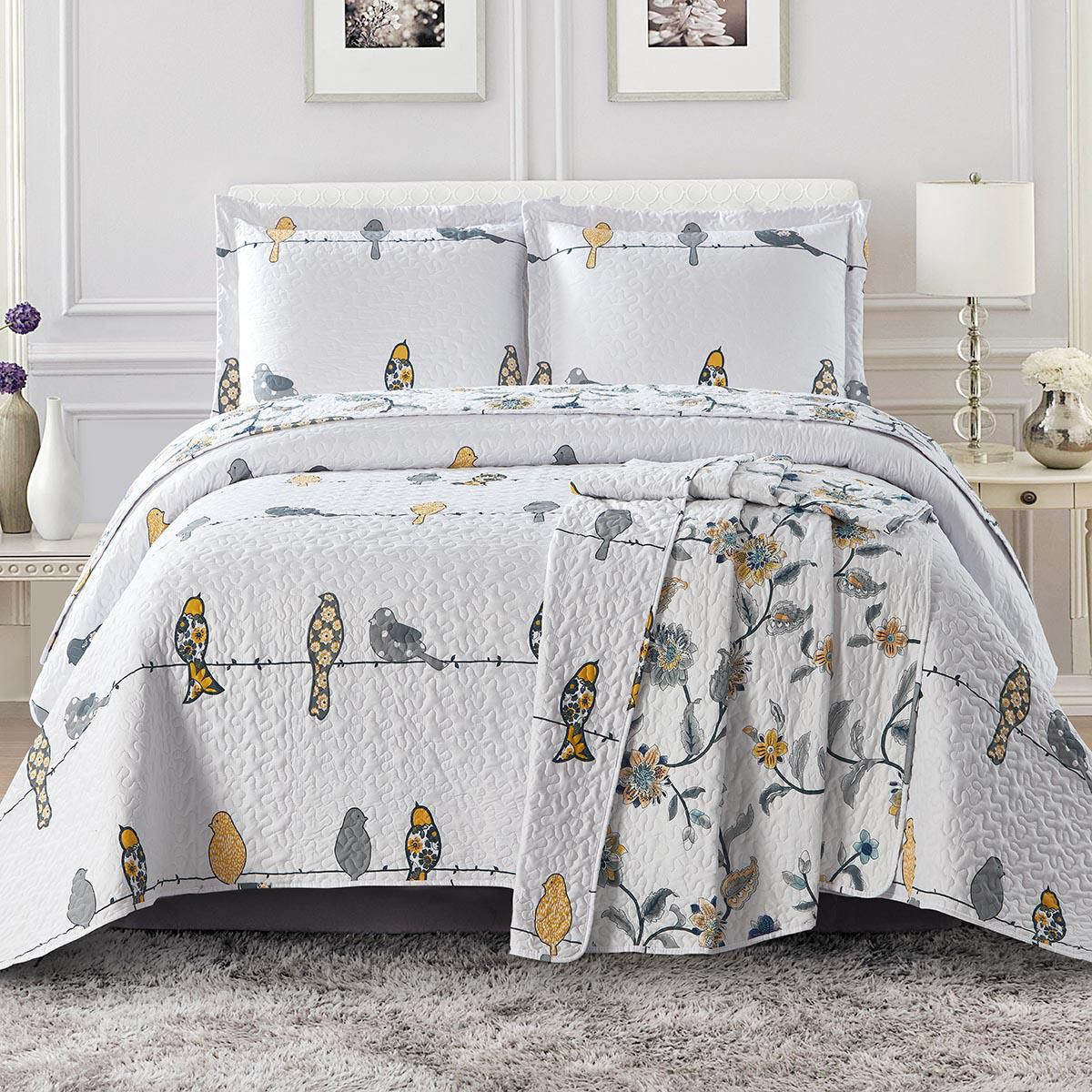 Egyptian Linens Ayat Birds Bedspread Quilt Set | Target