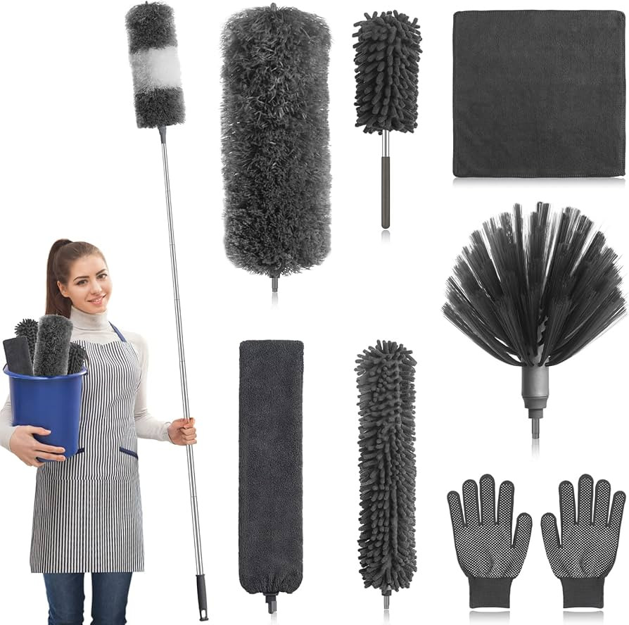 Microfiber Feather Duster 9PCS - Extendable & Bendable Dusters with Long Extension Pole, Washable... | Amazon (US)