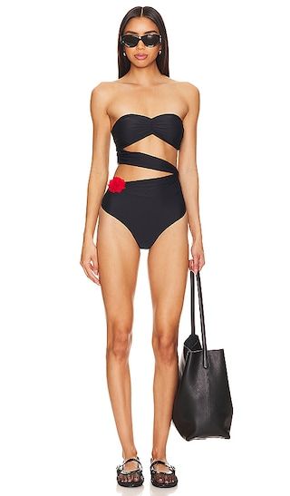 Lima Strapless One Piece in Black & Red | Revolve Clothing (Global)