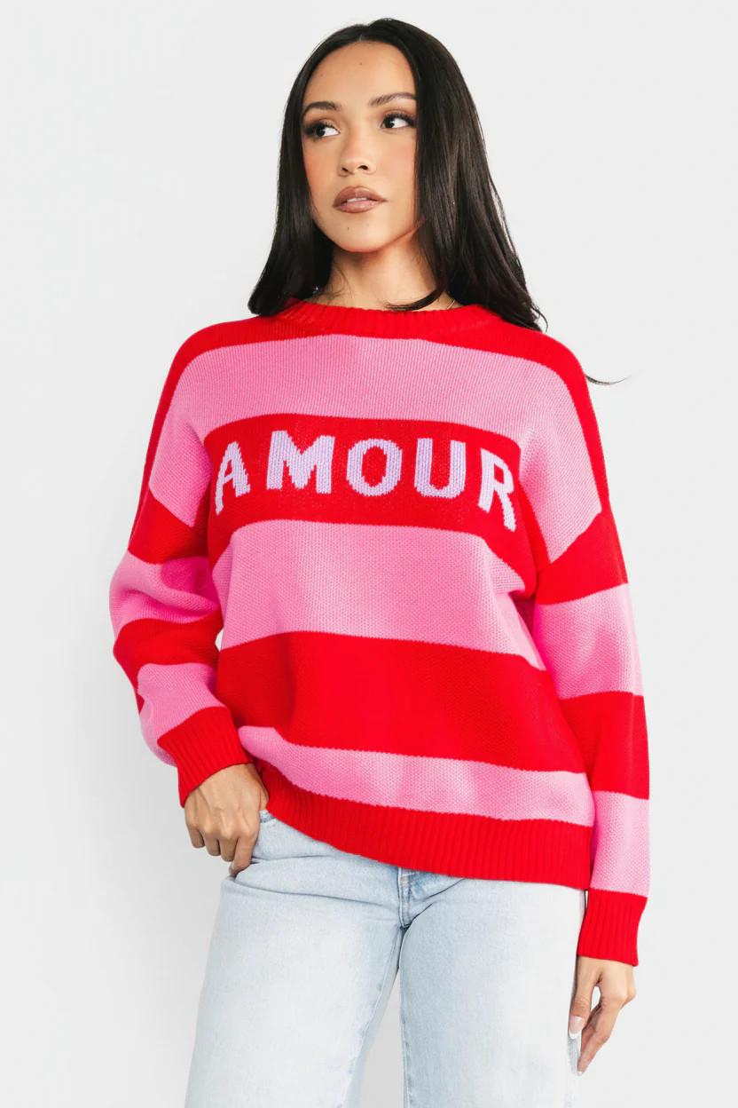 Amour Striped Sweater | Pink + Red | Baltic Born