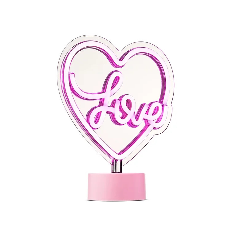 Valentine's Day Love Heart LED Neon Light Table Decoration, 9.38 in, by Way To Celebrate | Walmart (US)