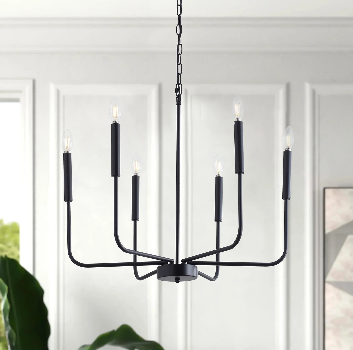 Aiwen Modern Candle Like Wagon Wheel Pendant Light Industrial Hanging Lamp Fixture Black | Walmart (US)