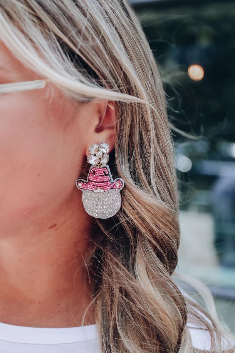 Disco Cowgirl Beaded Earrings by Taylor Shaye - Pink | Whiskey Darling Boutique