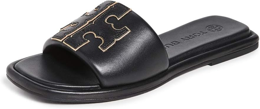 Amazon.com | Tory Burch Women's Double T Sport Slides, Perfect Black/Gold, 8 Medium US | Sport Sa... | Amazon (US)