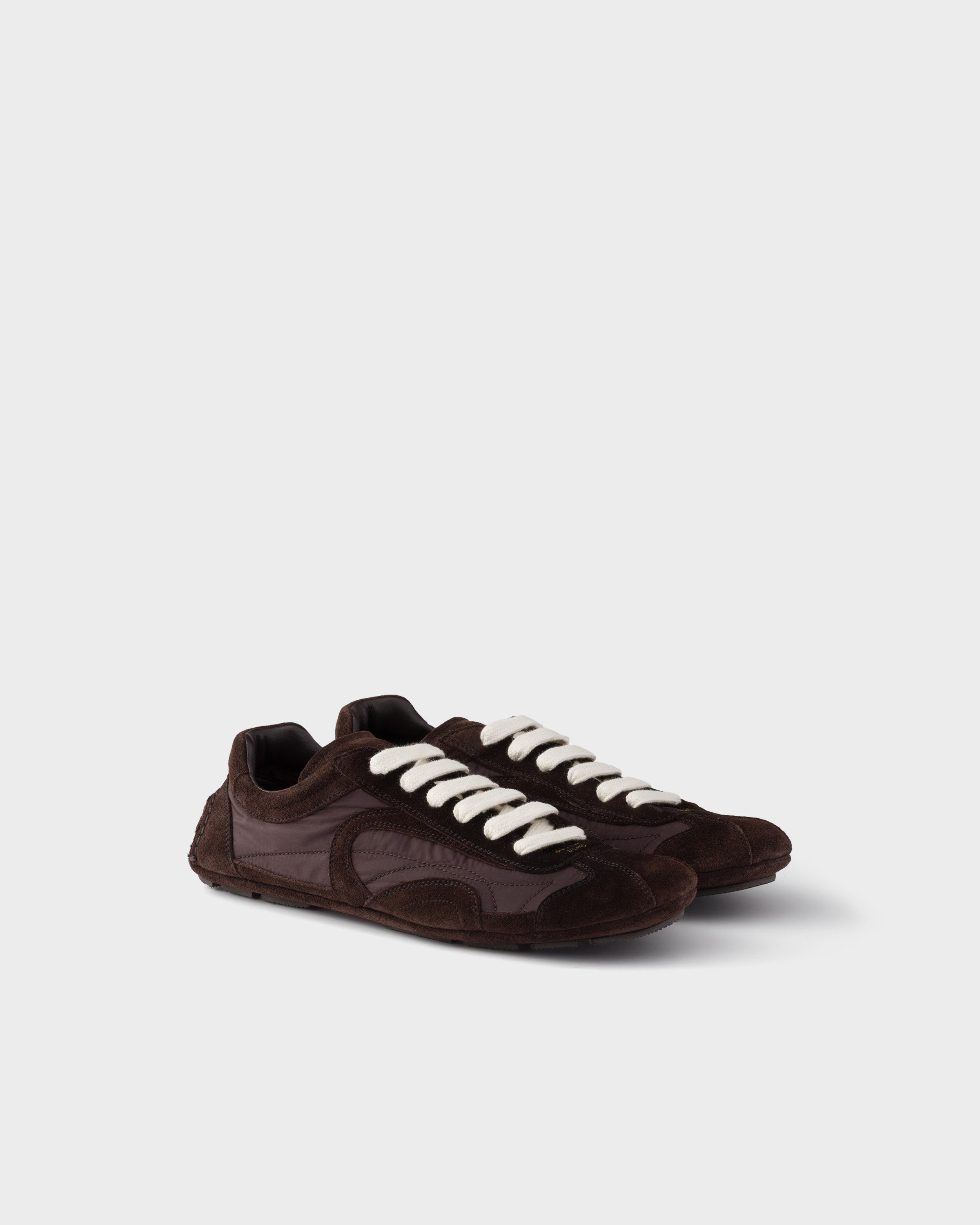 Coffee Montecarlo Re-edition 2005 Suede And Re-nylon Sneakers | PRADA | Prada UK