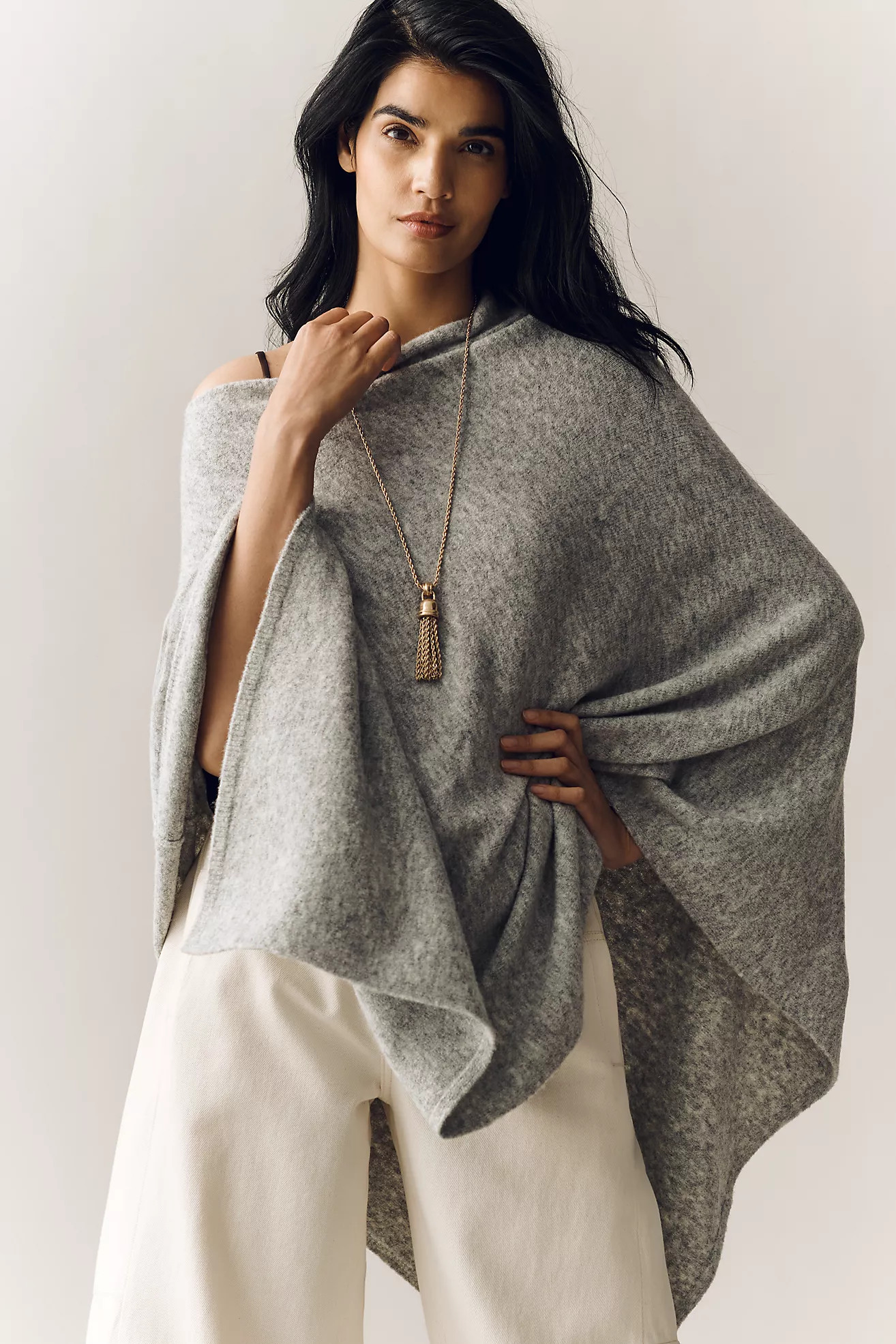 Flat White Lightweight Poncho Sweater | Anthropologie (US)