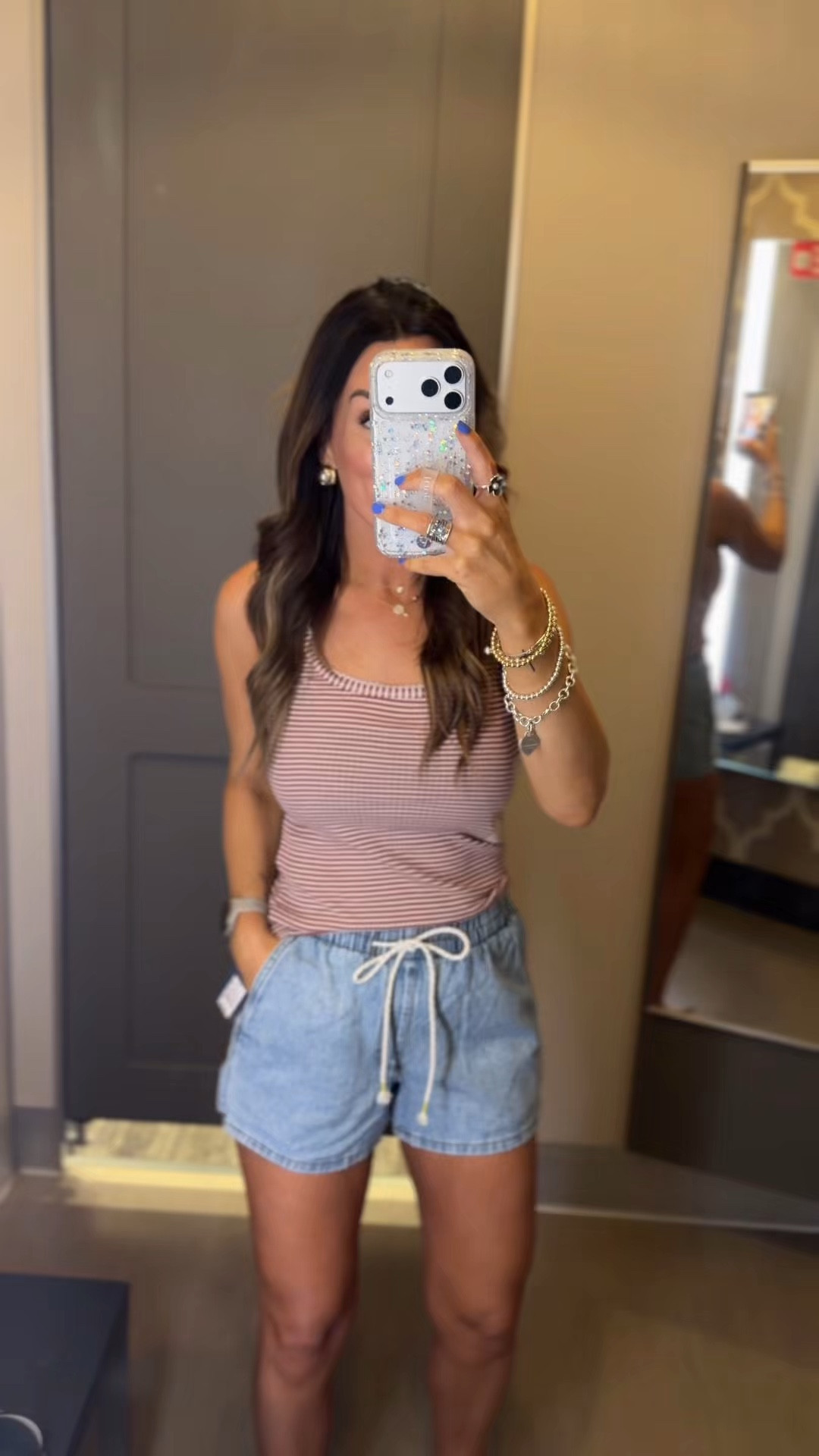 Currently at Target! 🎯 

I’m 5”6, usually a 0-2, XS/S, 32D. 

Denim Shorts: S
Tank Top: XS
Green Shorts: XS
White Top: Small
Rust Dress: Small
Denim Cuff Shorts: Size 2
Navy Shorts: XS
Striped Top: XS
Denim Jacket: Small 
Striped Set: XS 

#LTKootd #LTKdayinmylife #LTKgrwm