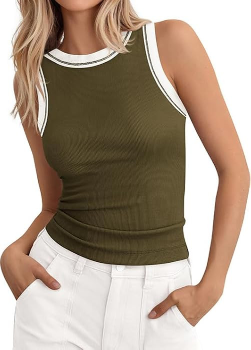 BTFBM High Neck Tank Top for Women Sleeveless Ribbed Y2k Clothes Basic Shirts Going Out Outfits S... | Amazon (US)
