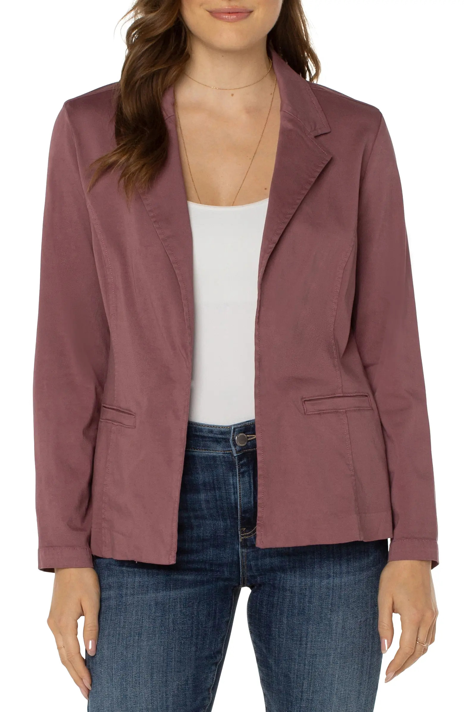 Liverpool Los Angeles Fitted Open Front Twill Blazer | Nordstrom | Nordstrom