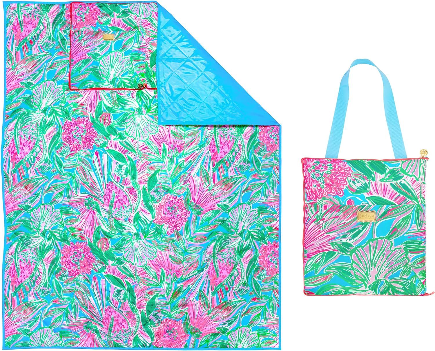 Lilly Pulitzer Beach and Picnic Blanket, 6 Foot Beach Mat, Large Outdoor Blanket Folds Into Tote ... | Amazon (US)