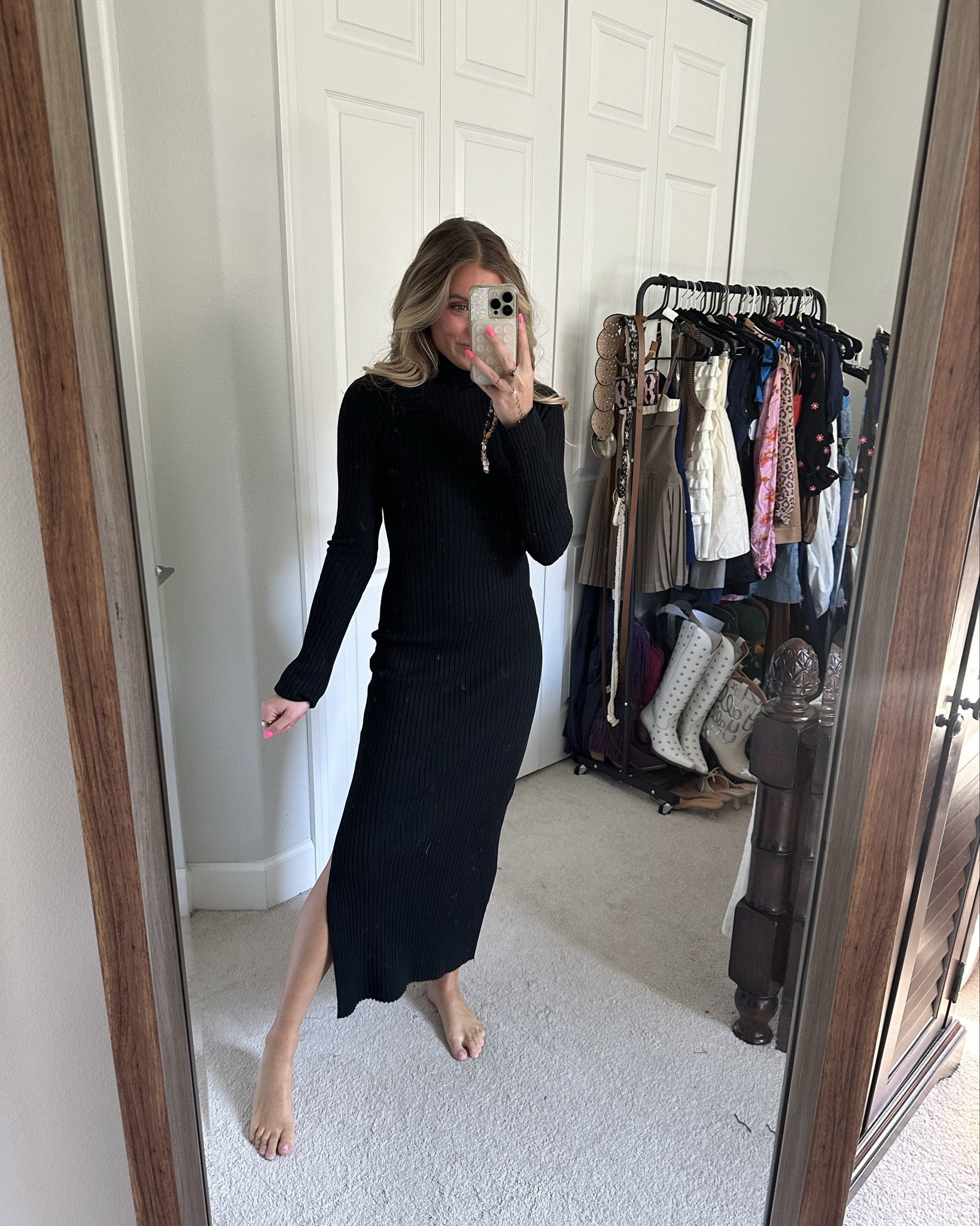 knee length dresses for ladies Best Interest Long Sleeve Mini Dress Black Tall