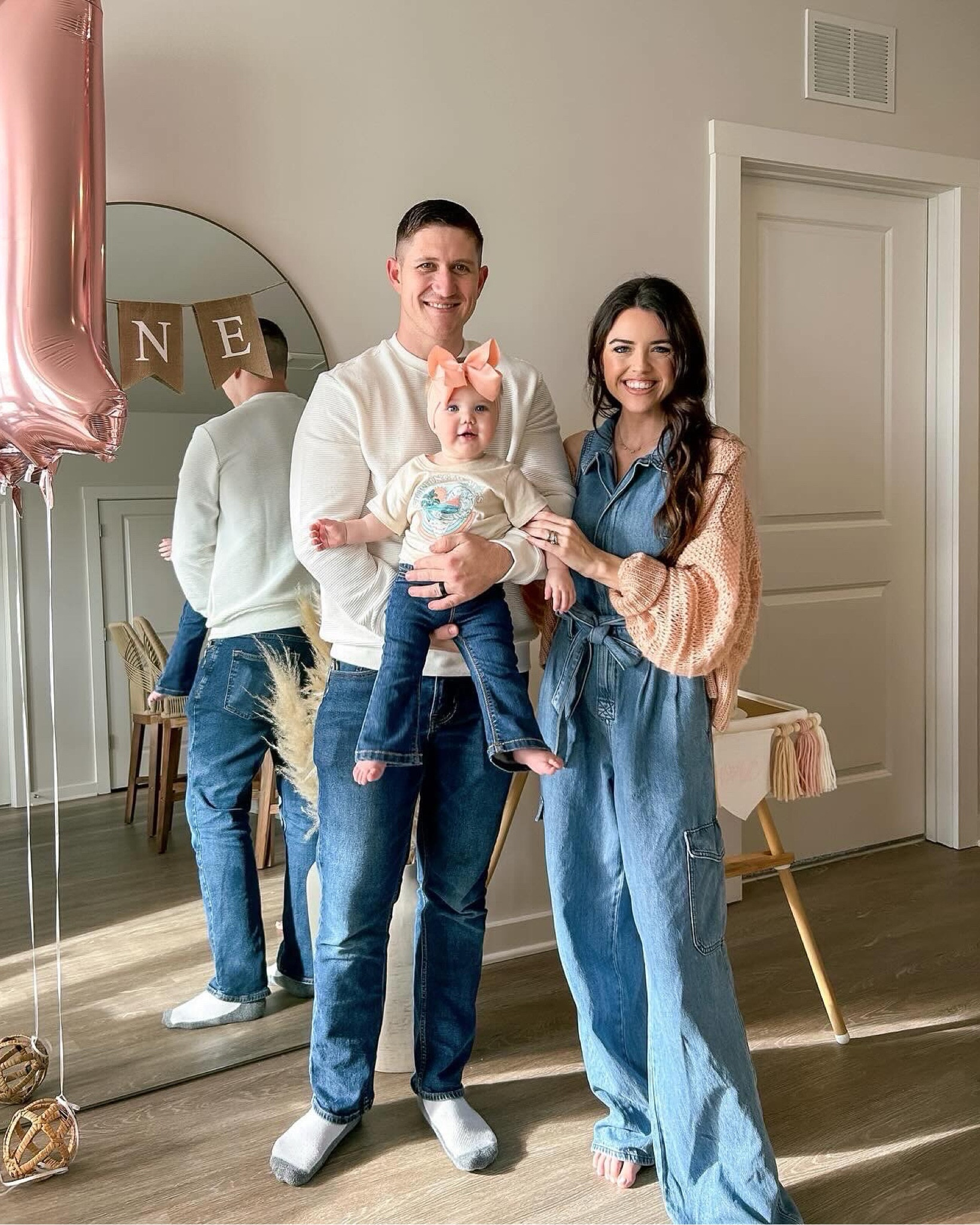 Denim jumpsuit 
Cargo pants
Wearing size 00
Spring outfit 
Denim outfit
Men’s pullover ribbed sweatshirt
Family photos 
Baby girl flare jeans 
Baby flare pants 
Baby bows 

#LTKfindsunder50 #LTKfindsunder100 #LTKstyletip