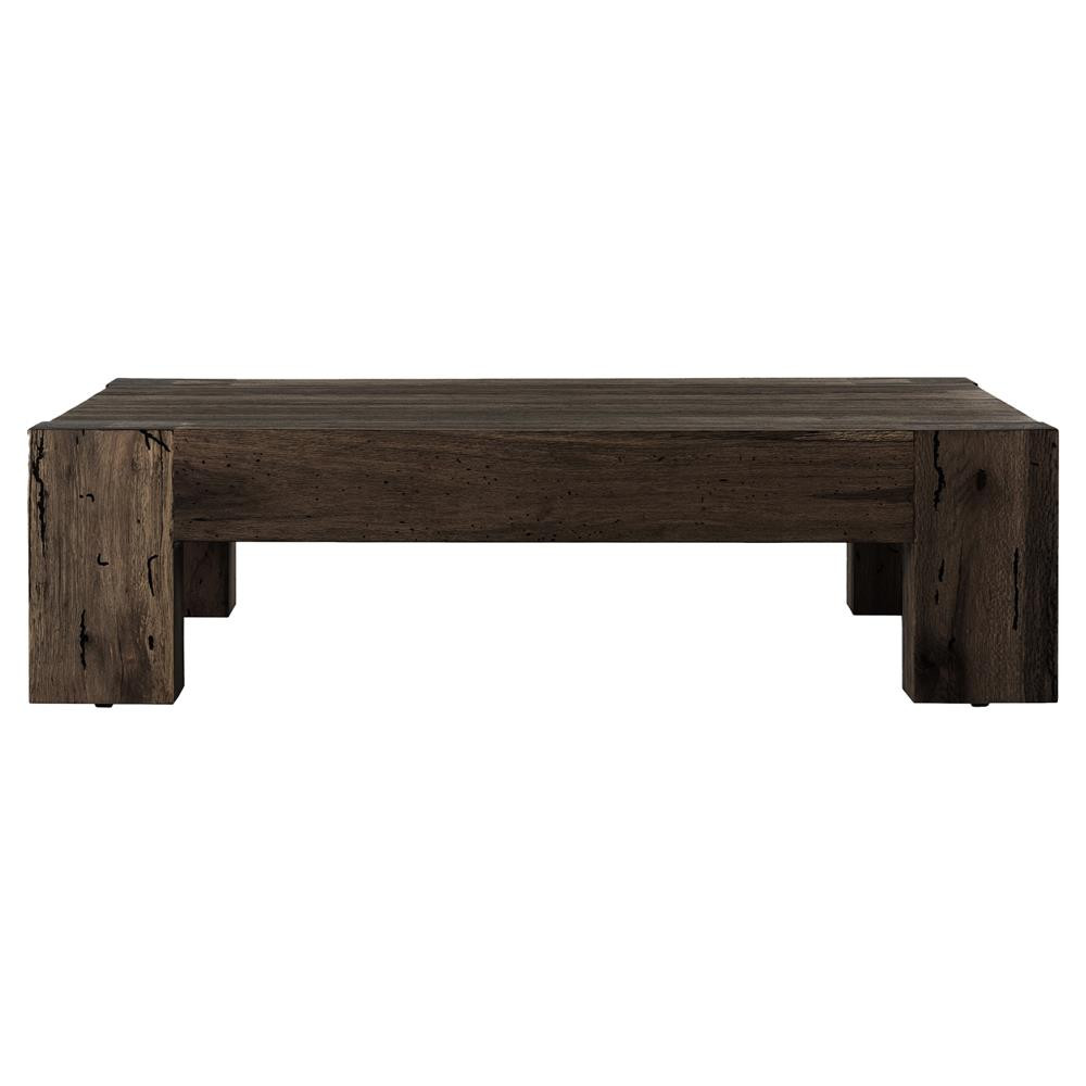 Oliver Rustic Lodge Dark Brown Oak Wood Square Coffee Table | Kathy Kuo Home
