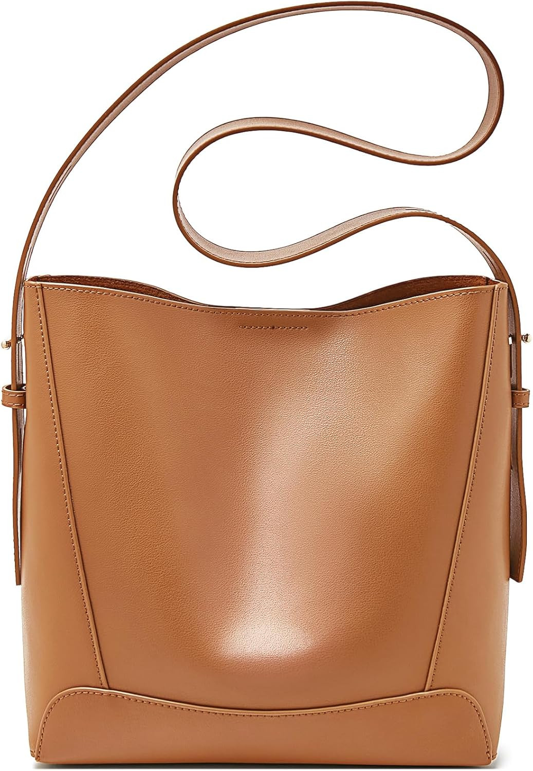 FOXLOVER Minimalism Leather Bucket Hobo Shoulder Bag for Women Small Lady Tote Handbag Purse | Amazon (US)