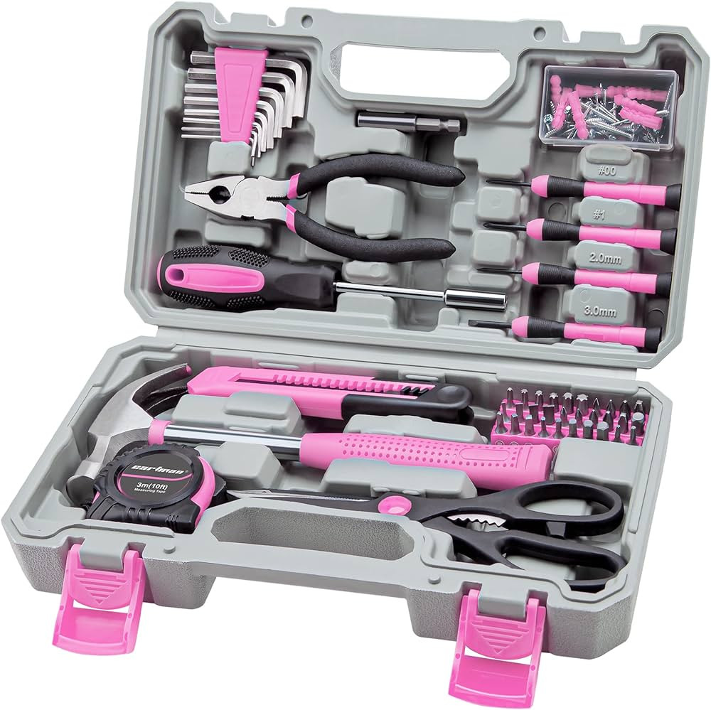 CARTMAN Tool Set General Household Hand Tool Kit with Plastic Toolbox Storage Case Pink | Amazon (US)
