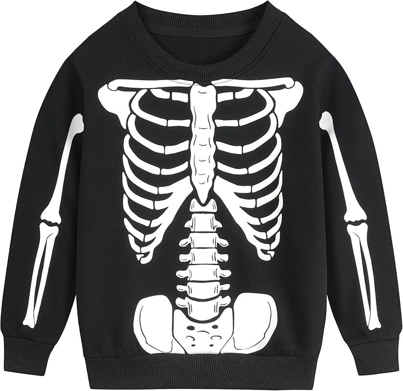 Toddler Boys Girls Halloween Sweatshirts Pumpkin Shirt Glow in The Dark Skeleton T-Shirts Long Sl... | Amazon (US)