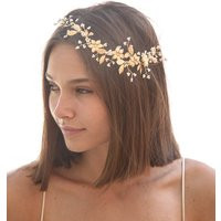 Gold Flower & Leaf Wedding Hair Vine With Pearls, Golden Crown Back Of The Bridal Headpiece, Vintage | Etsy (US)