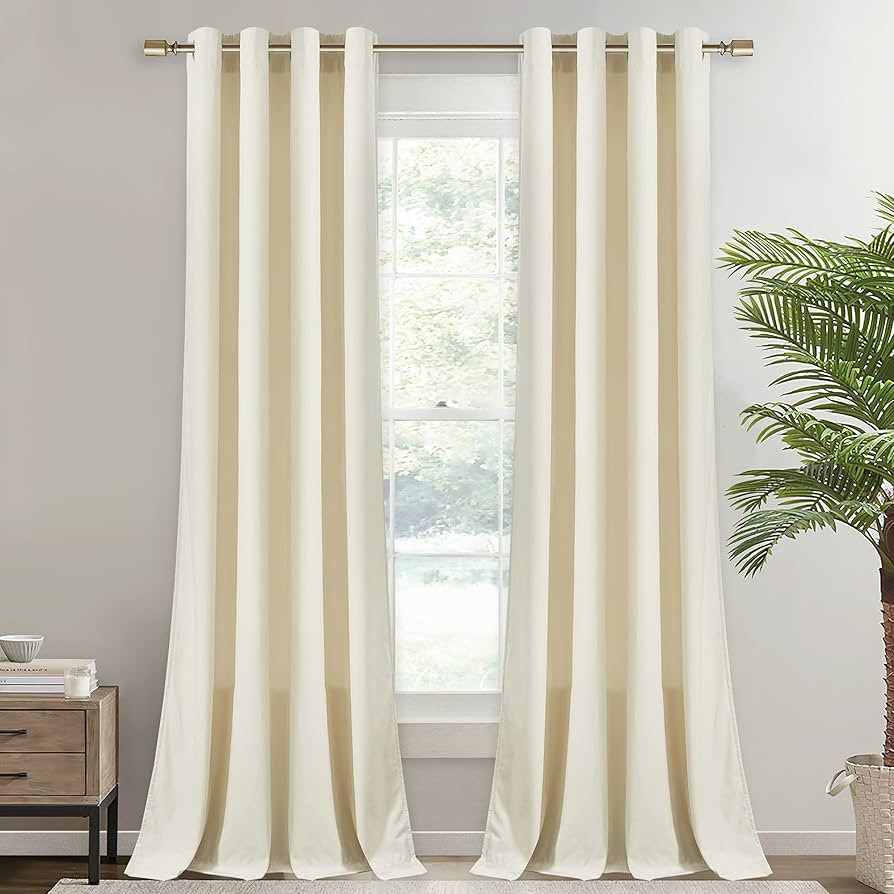 StangH Cream White Velvet Curtains 84 inches - Grommet Thick Plush Velvet Curtain Panels Room Dar... | Amazon (US)
