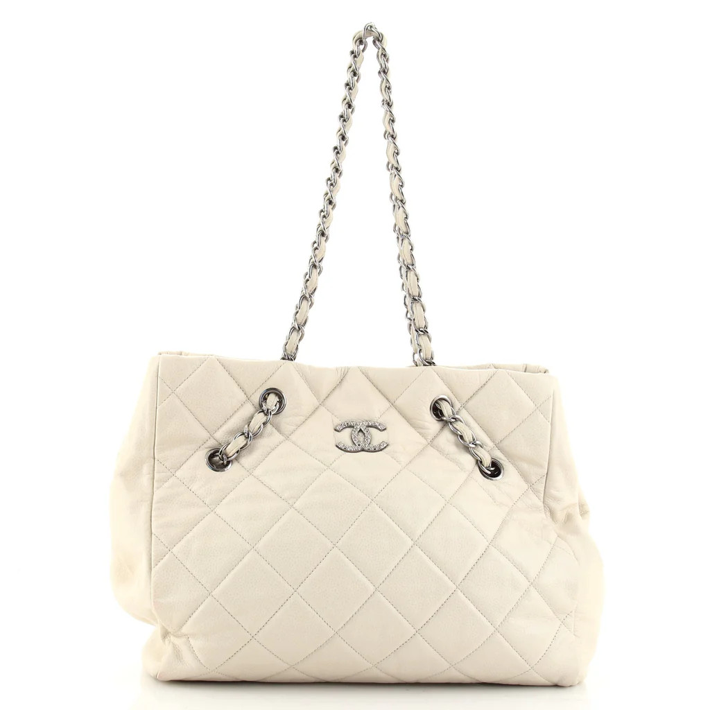 Chanel Cells Tote Quilted Caviar Large Neutral 1378091 | Rebag