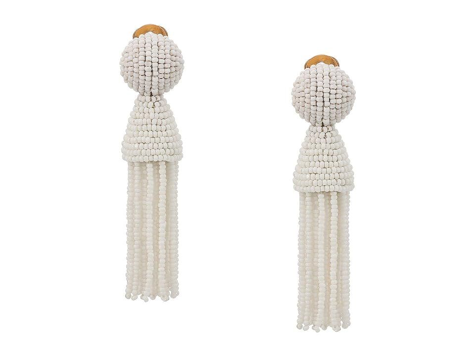 Oscar de la Renta Short Beaded Tassel C Earrings (White) Earring | Zappos