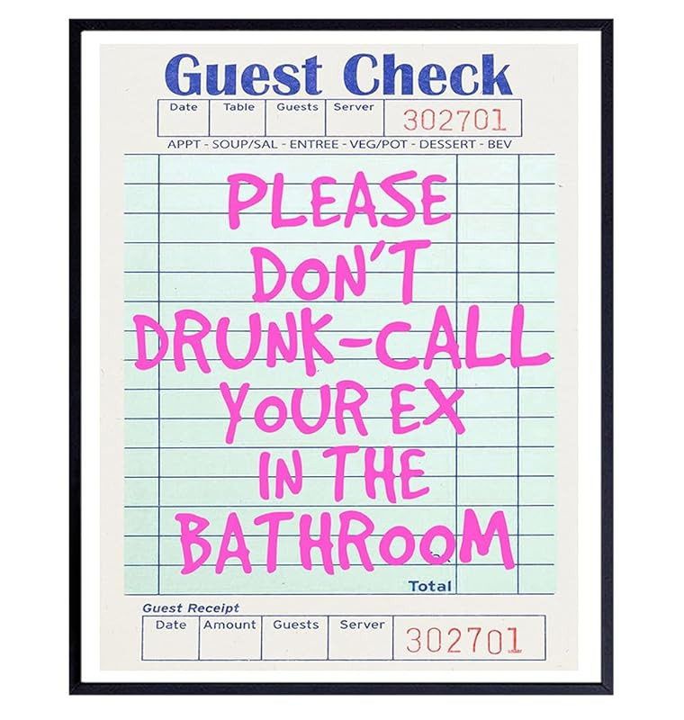 Preppy Bathroom Wall Art for Women - funny Trendy Guest Bath Wall Decor - Pink Retro Modern Bathr... | Amazon (US)