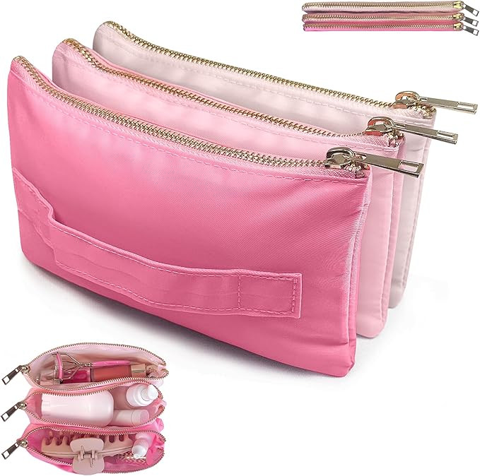 Accordion Makeup Bag, Travel Makeup Bag with 3 Compartments, Multi-Pouch Cosmetic Bags, Toiletry ... | Amazon (US)