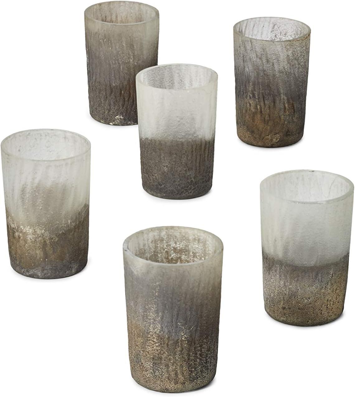 Serene Spaces Living Set of 6 Ombre Frost Gold Glitter Votive Candle Holders, Ideal for Weddings ... | Amazon (US)
