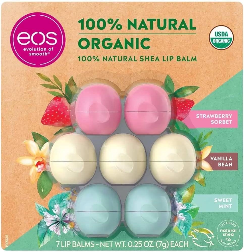 Eos Evolution of Smooth Lip Balm 100% natural orgánico para el cuidado de los labios, paquete de... | Amazon (US)