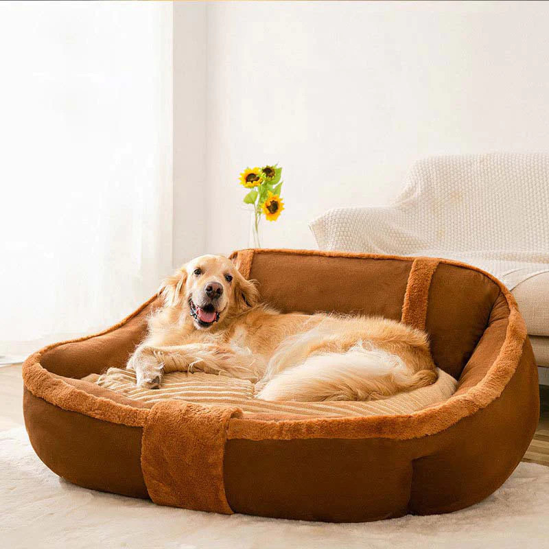 Vintage Large Cozy Calming Sofa Dog Bed, Brown / XXL | FunnyFuzzy Affiliate Program