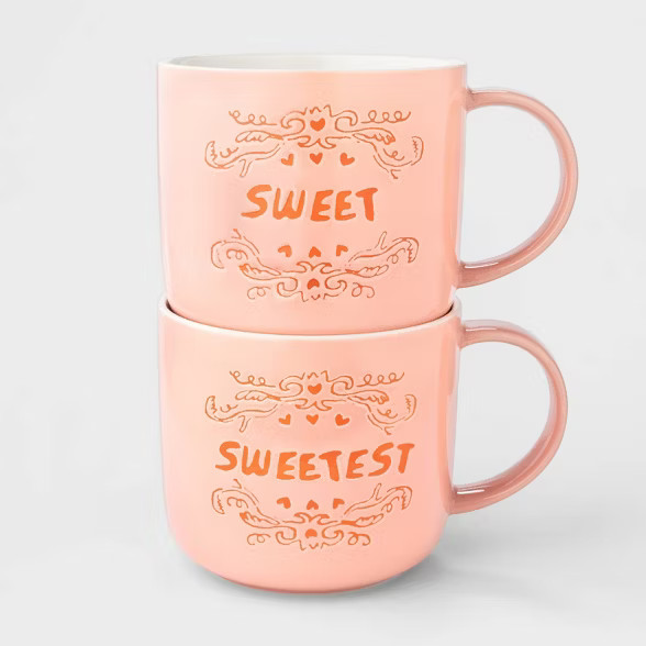 15oz 2pk Stoneware Sweet and Sweetest Mugs - Opalhouse™ | Target