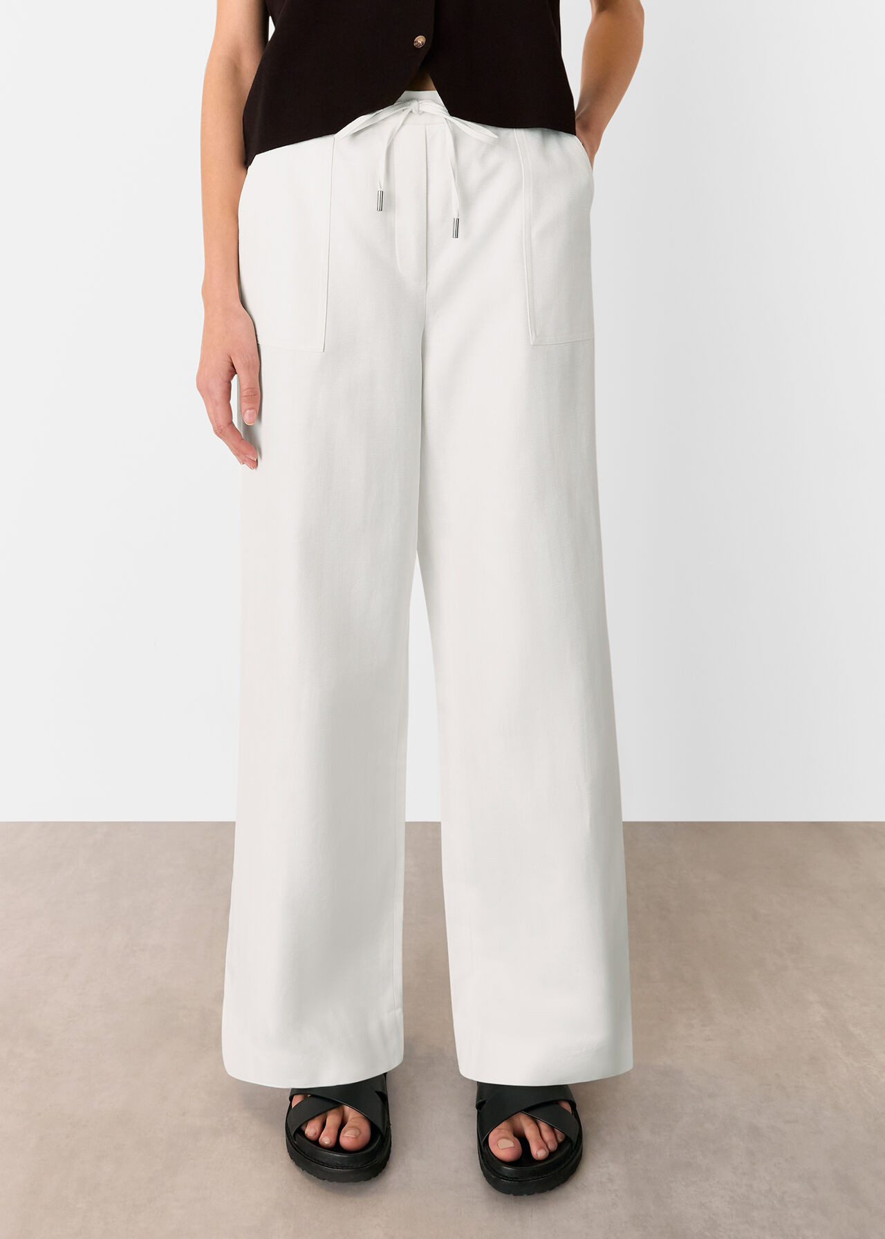 White Leona Linen Blend Trouser | WHISTLES | Whistles UK | | Whistles