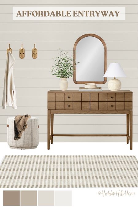 Affordable entryway decor, entryway mood board, console table styling, home design ideas, entryway table, wall hooks #entryway
Wall color is SW Heron Plume

#LTKhome #LTKsalealert #LTKstyletip