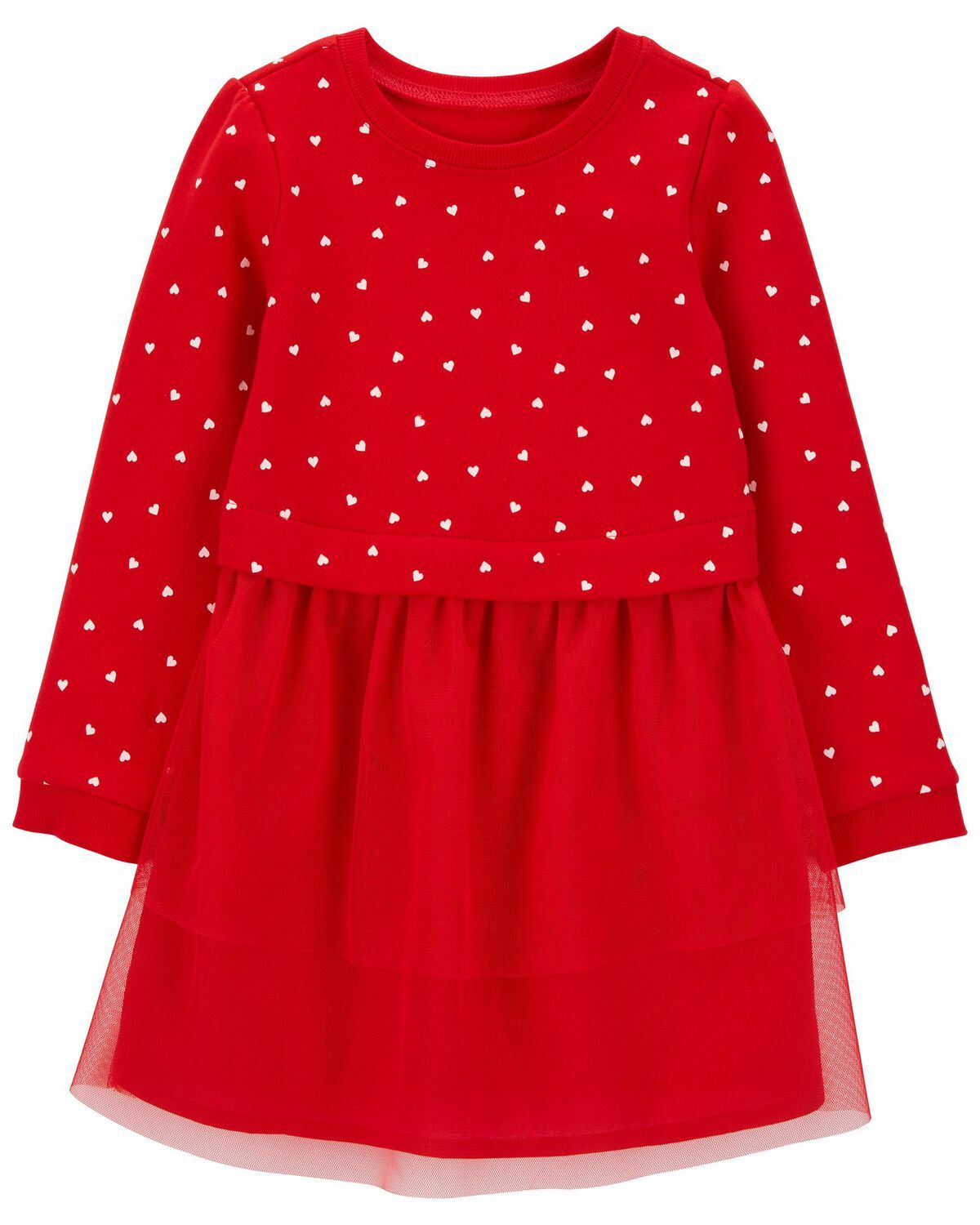 Red Toddler Heart Long-Sleeve Tulle Dress | carters.com | Carter's