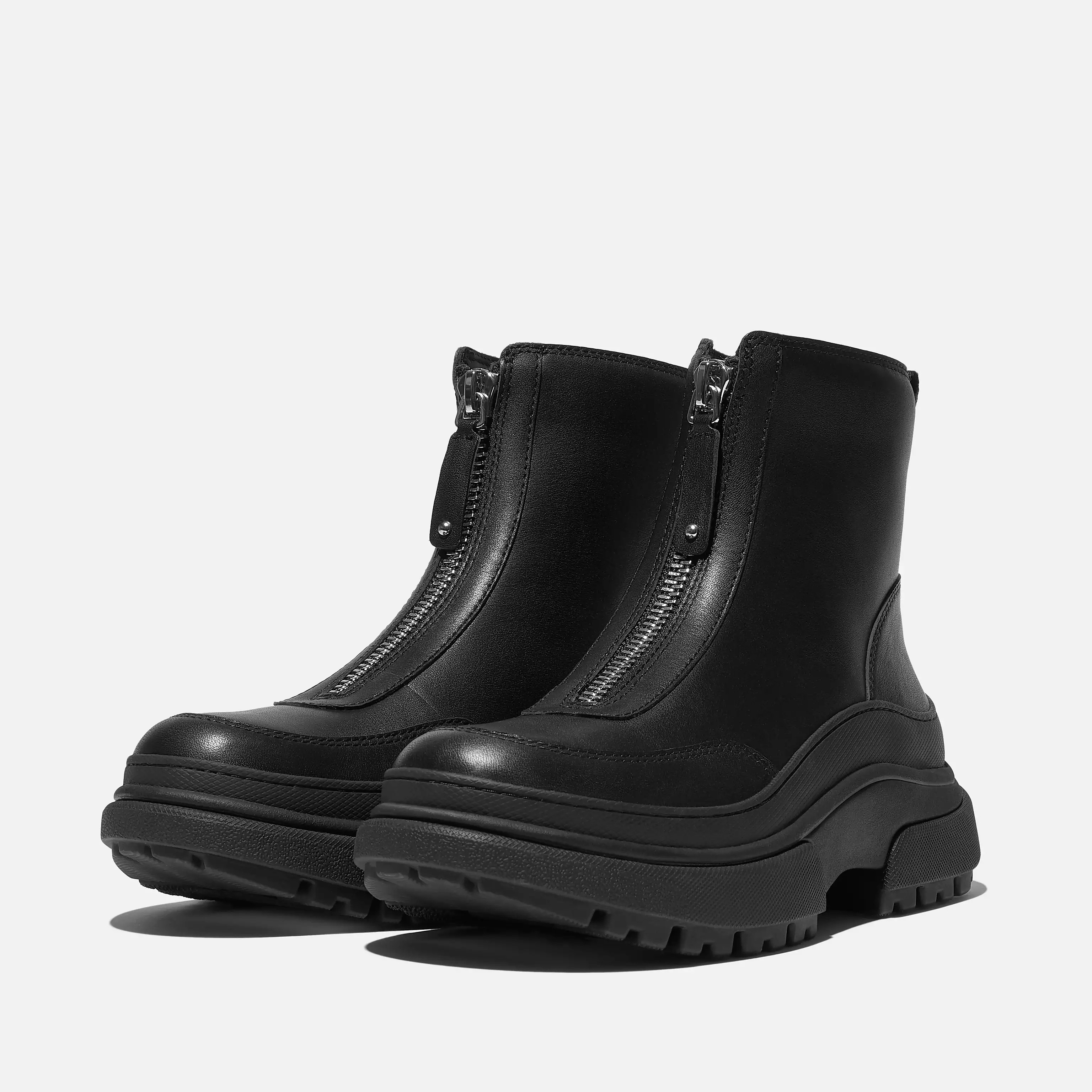 WYLDER Zip-Front Leather Ankle Boots | FitFlop (UK)