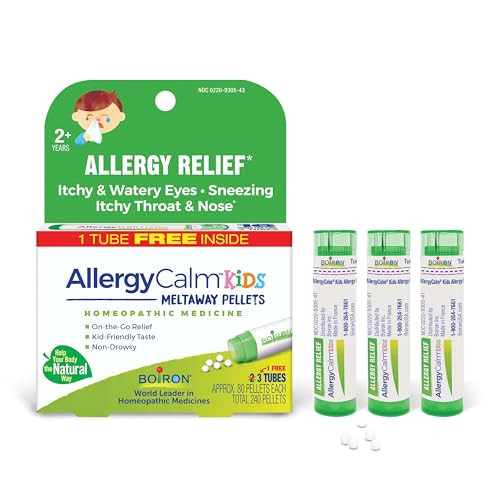 Boiron AllergyCalm Kids Pellets for Relief from Allergy and Hay Fever Symptoms of Sneezing, Runny Nose, and Itchy Eyes or Throat - 3 Count (240 Pellets) | Amazon (US)
