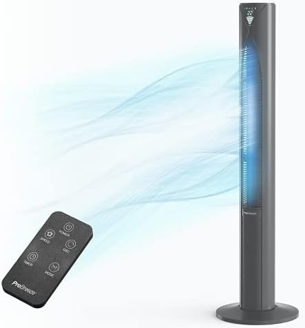 Pro Breeze 46" Oscillating Tower Fan with Remote - Powerful 45W Cooling Fan for Bedroom with 3 Sp... | Amazon (US)