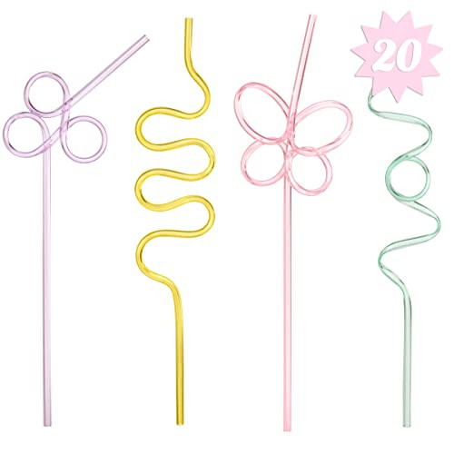 Amazon.com: xo, Fetti Pastel Reusable Straw Set - 20 pc | Rainbow Birthday Party, Butterfly Bache... | Amazon (US)
