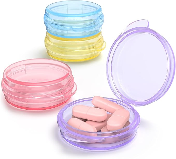 Small Pill Box, (4 Pack) Travel Pill Case Portable Daily Pill Organizer Mini Medicine Storage Con... | Amazon (US)
