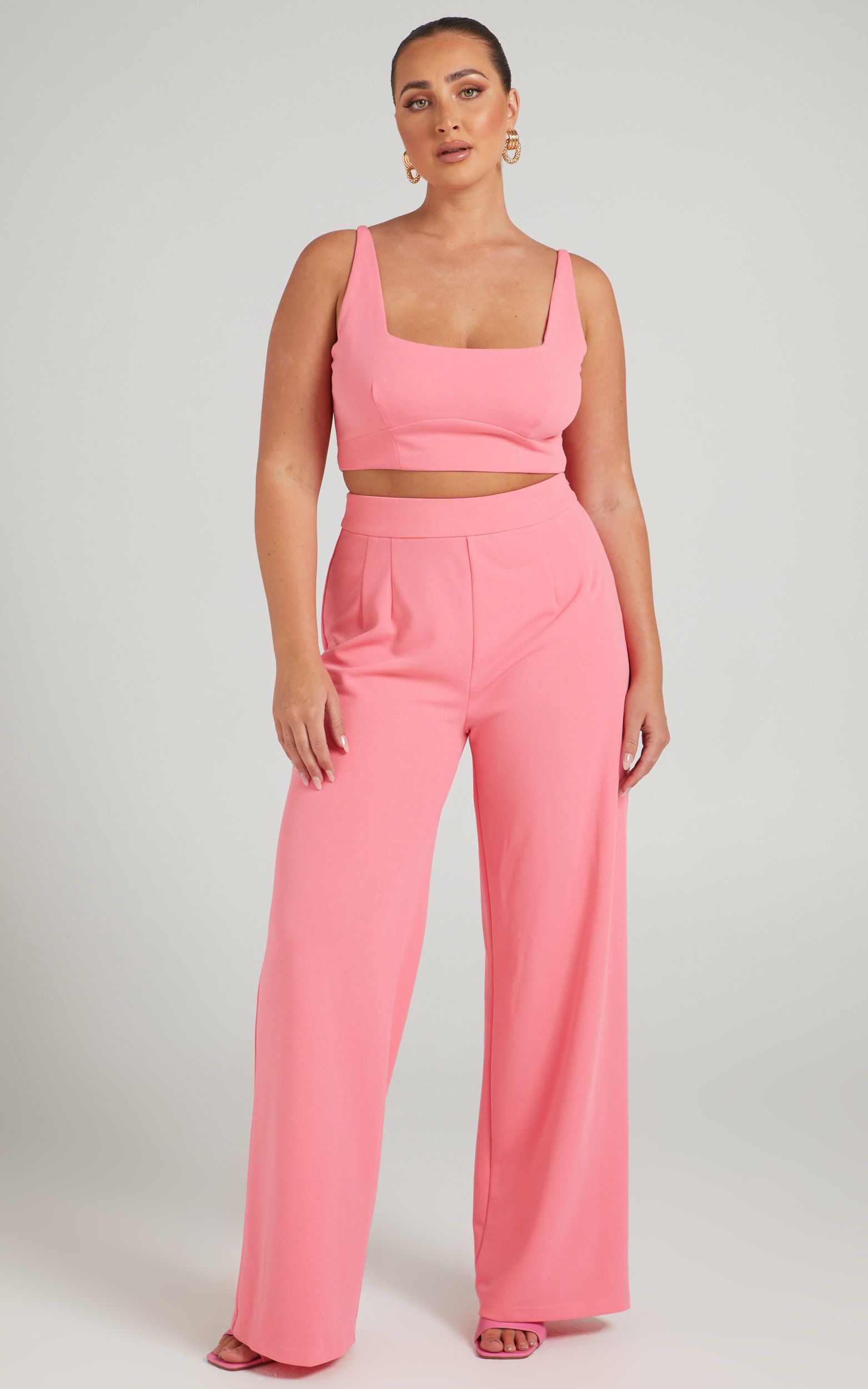 Elibeth Two Piece Wide Leg Set in Bubblegum Pink | Showpo | Showpo - deactived