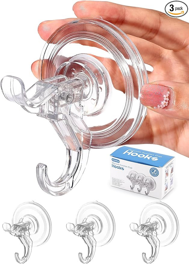 Antimbee 3 Pack Suction Cup Hooks, Clear Suction Cup Hanger, Removable Small Suction Cups for Sho... | Amazon (US)