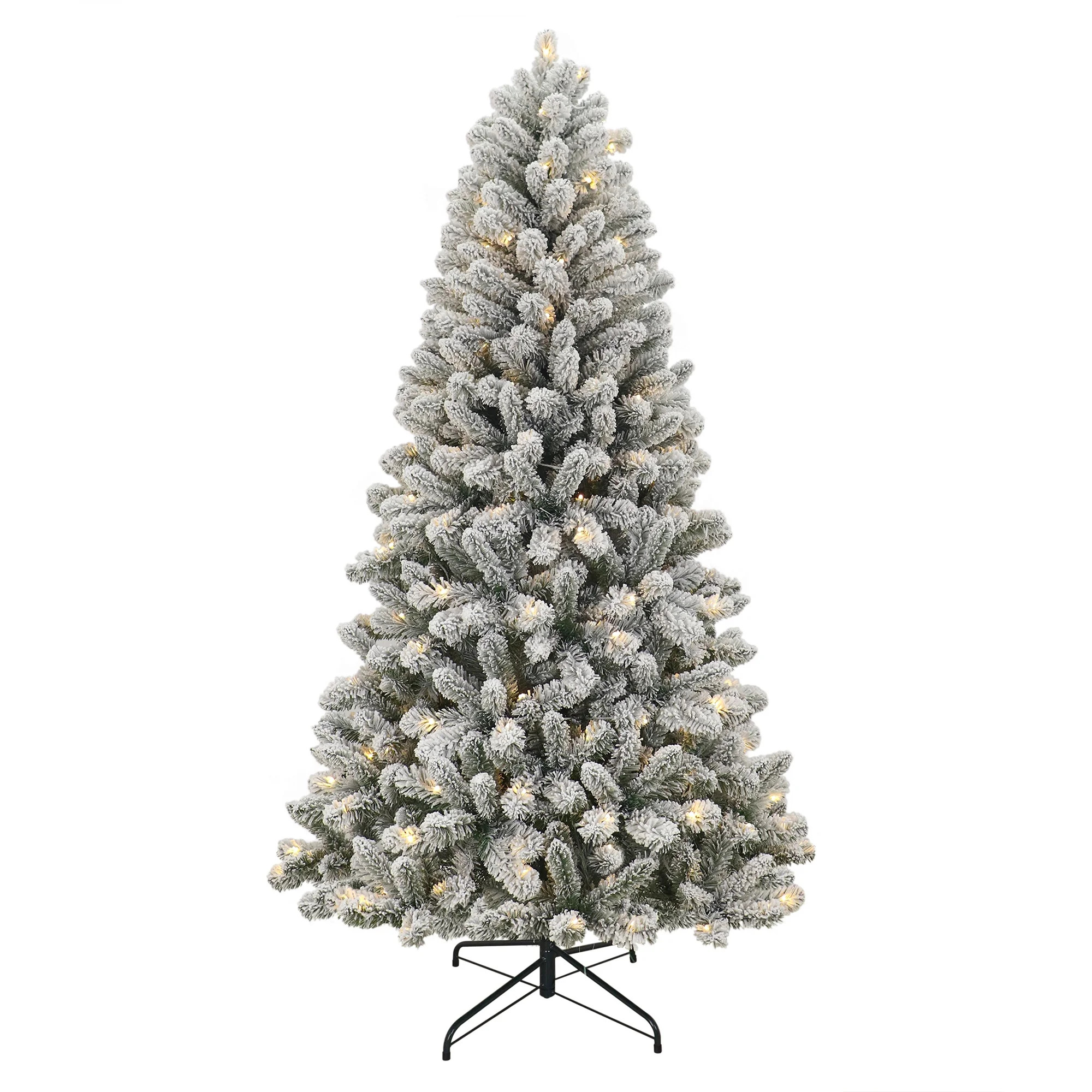 6.5' Pre-Lit Green Flocked Frisco Pine Artificial Christmas Tree with 250 Color-changing LED Ligh... | Walmart (US)