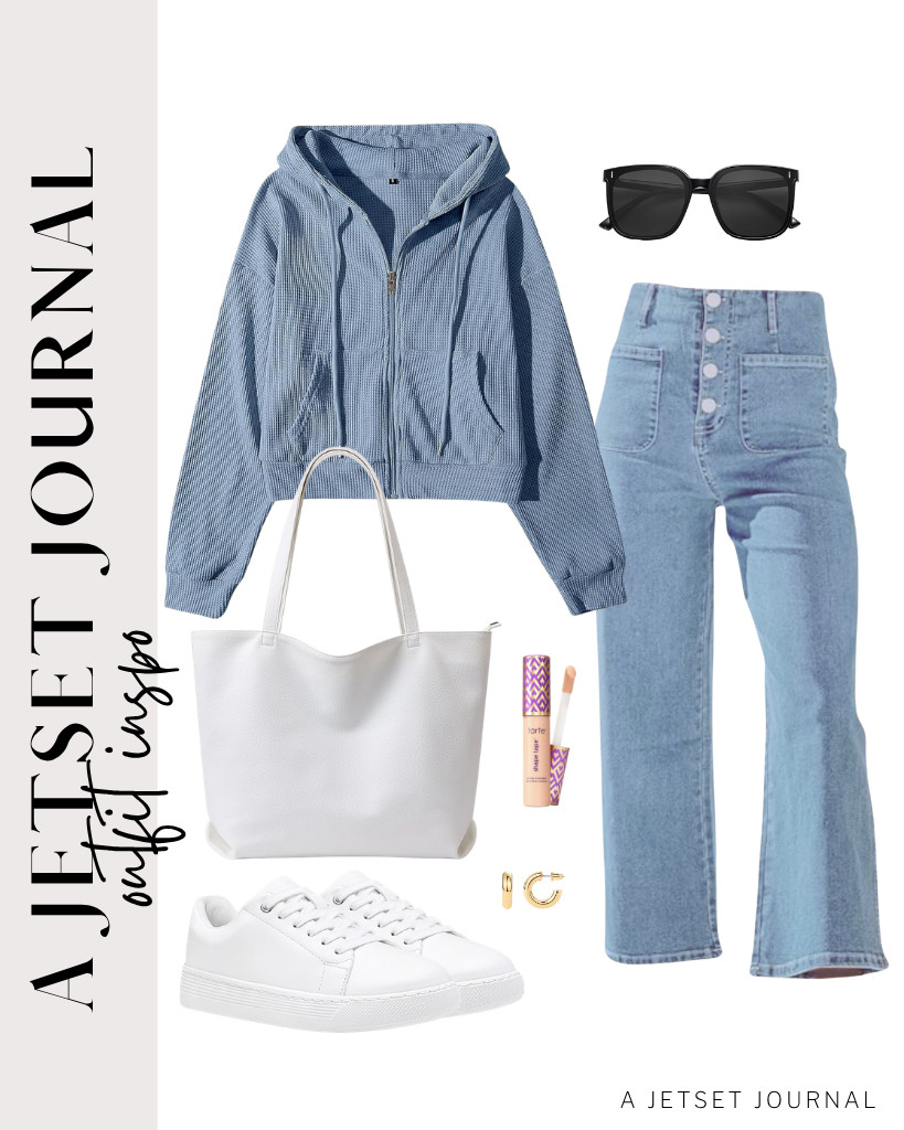 This blue waffle-knit cropped hoodie pairs perfectly with these wide-leg jeans from Sidefeel. This leather tote bag is the best hand-carry bag for travel. Complete the outfit with SOJOS sunnies and PAVOI earrings.


#LTKSeasonal #LTKSaleAlert #LTKTravel 

 